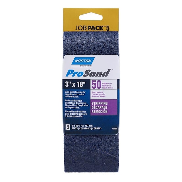 Norton Abrasives Coated, 3 in W, 18 in L, 50 Grit, Coarse, Zirconia Alumina 07660749259 - main